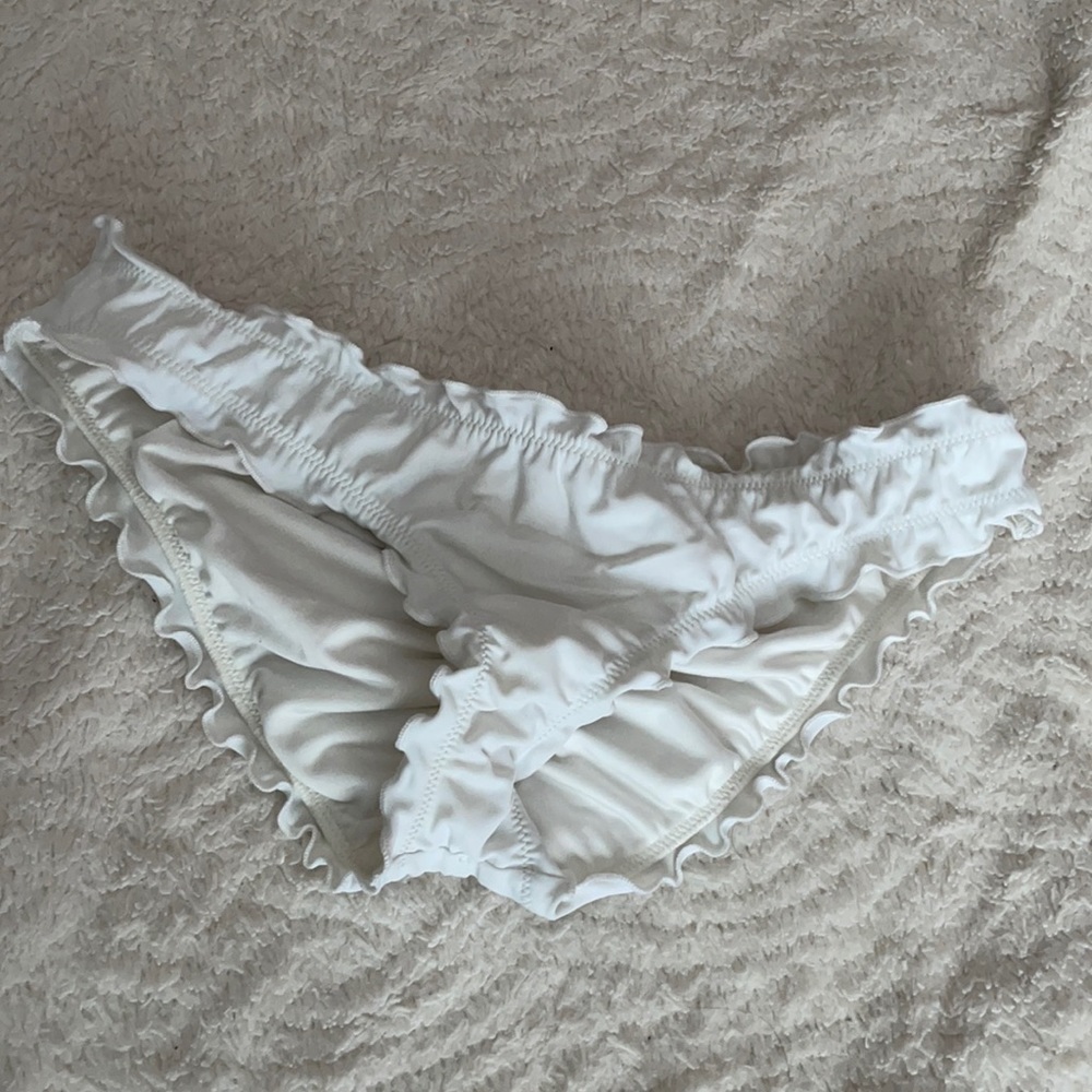 White ruffle cheeky VS swim bottom